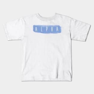 Alpha Blue Brush Stroke Kids T-Shirt